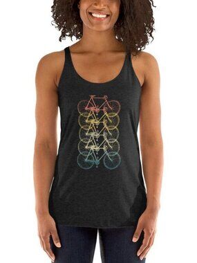 Kohl's Fifth Sun Bikes Rainbow Color Fade Racerback Black Tank Top NWOT XL